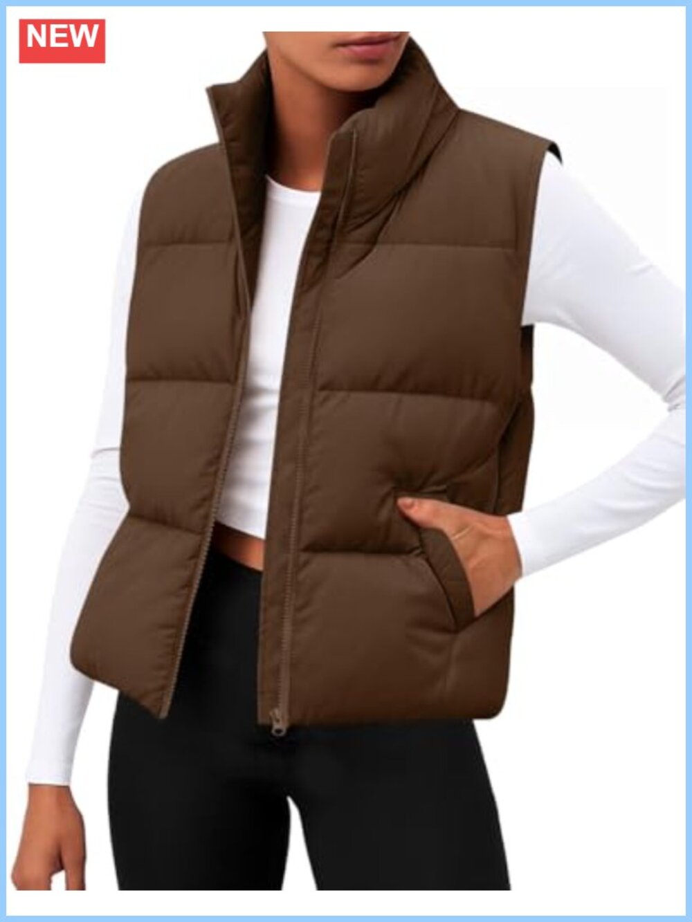 Lightweight Quilted Puffer Vest Sleeveless Zip Warm Winter Outerwear